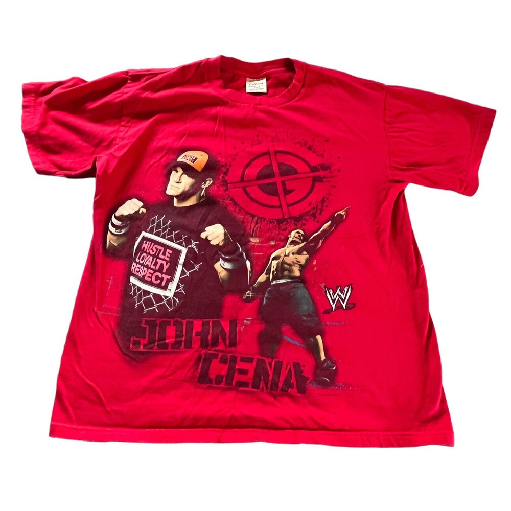 Boy's JOHN CENA T-shirt L Red WRESTLING WWE 2008 Cygnus